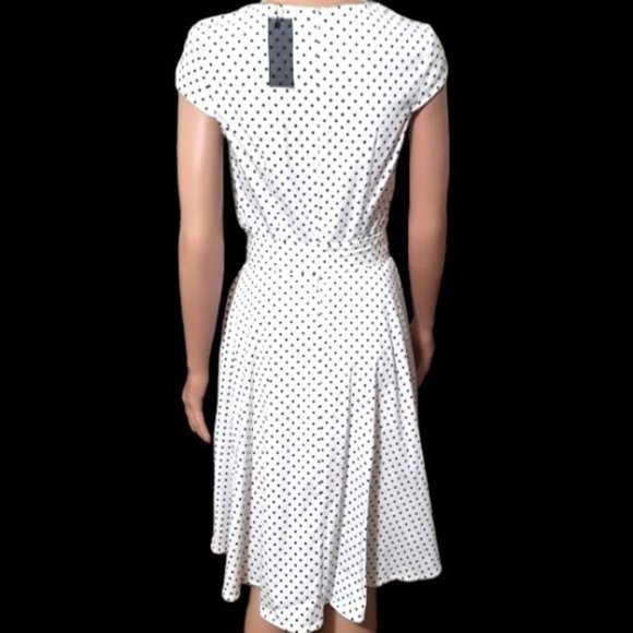 DressTells White/Black Polka Dot 50s Swing Dress, Size Medium NWT - Picture 3 of 3